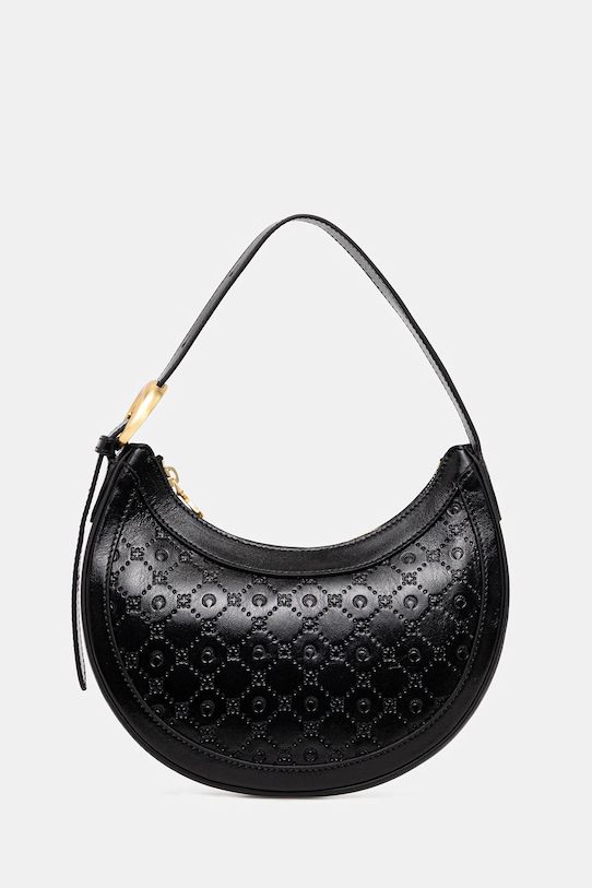 Marine Serre leather handbag Moonogram Embossed Leather Eclips Mini grain leather black WBA002A.CLEA0051