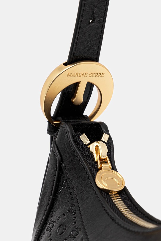 Kožená kabelka Marine Serre Moonogram Embossed Leather Eclips Mini černá WBA002A.CLEA0051