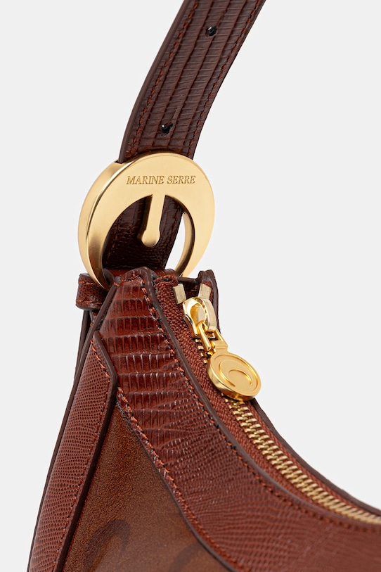 Marine Serre borsa a mano in pelle Moon Airbrushed Leather Eclips marrone WBA020A.CLEA0053