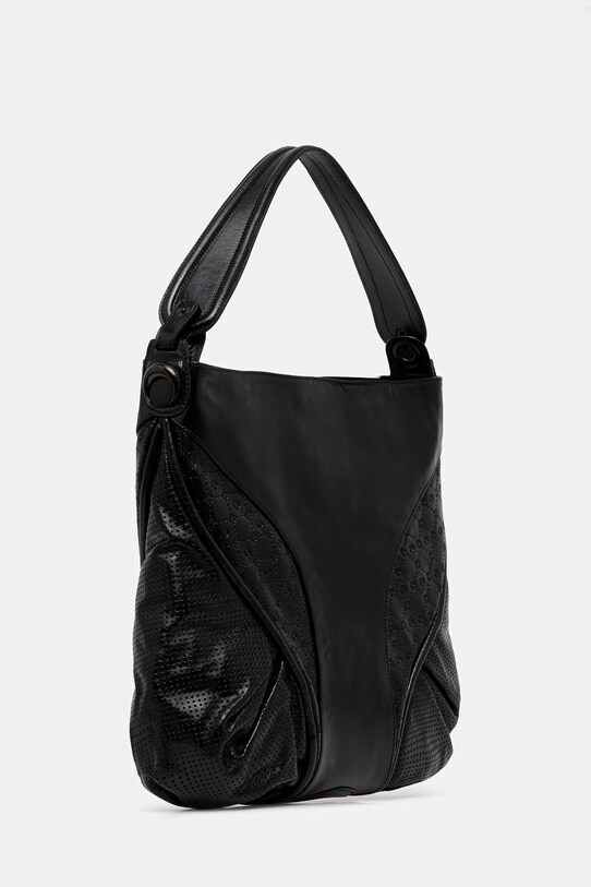 Marine Serre torebka skórzana Moonogram Embossed Leather Futura Tote UBA005A.CLEA0051 czarny SS25