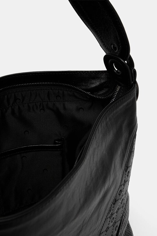 Marine Serre poșetă de piele Moonogram Embossed Leather Futura Tote UBA005A.CLEA0051 negru
