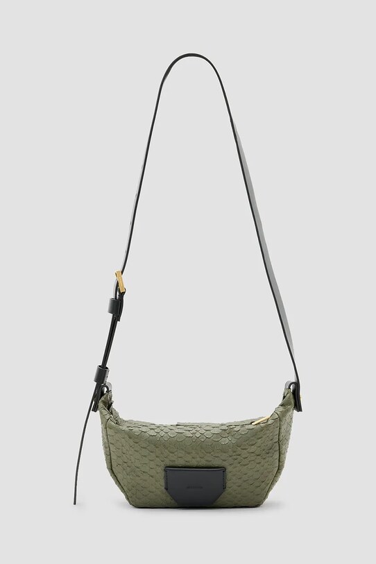 AllSaints torebka skórzana MADEA SNAKE skóra licowa zielony W092XC