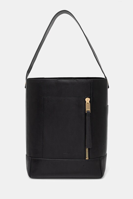AllSaints geantă de piele ALBA HOBO uni negru W110XC