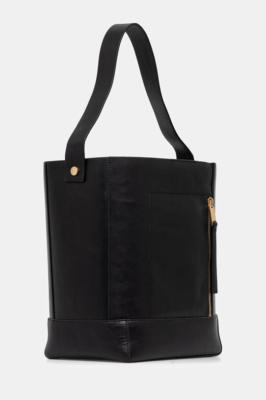 AllSaints geantă de piele ALBA HOBO W110XC negru SS25