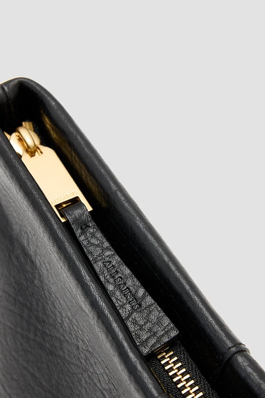 AllSaints borsetă de piele HEX GRAIN W127XC negru