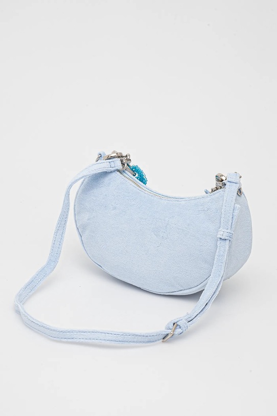 Velurová kabelka Juicy Couture BLOSSOM RHINESTONE CHAIN modrá BEJL58834WCO