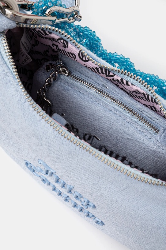 Velurová kabelka Juicy Couture BLOSSOM RHINESTONE CHAIN BEJL58834WCO modrá