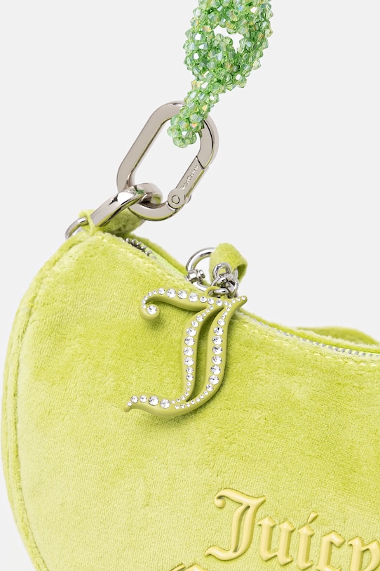 Juicy Couture torebka welurowa BLOSSOM RHINESTONE CHAIN zielony BEJL58834WCO