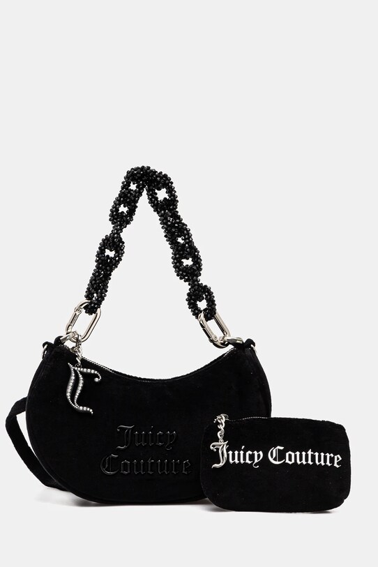 Велюрова сумочка Juicy Couture BLOSSOM RHINESTONE CHAIN аплікація чорний BEJL58834WCO