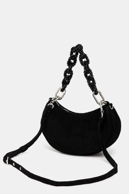 Accesorii Juicy Couture geantă de mână din catifea BLOSSOM RHINESTONE CHAIN BEJL58834WCO negru