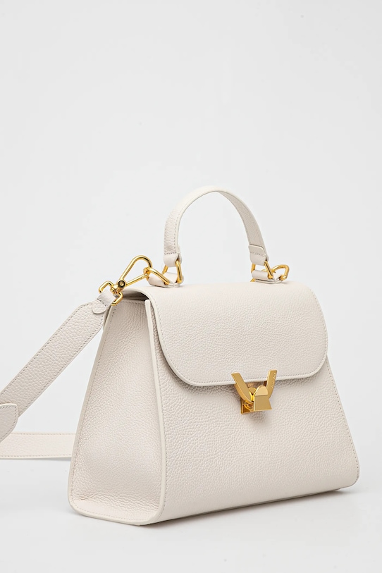 Kožená kabelka Coccinelle COCCINELLEDEW QTF.18.02.01 bílá SS25