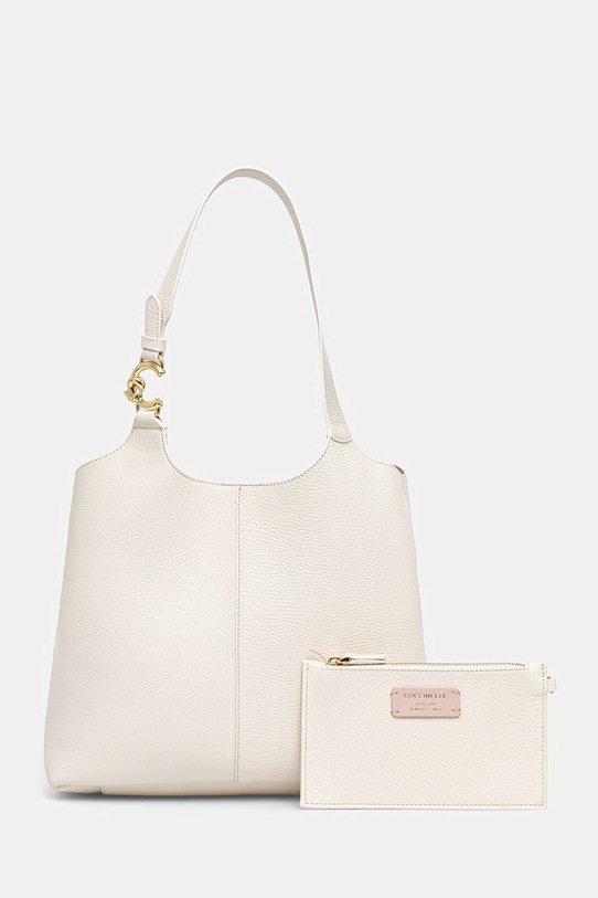 Coccinelle torebka skórzana COCCINELLE C-EASY skóra licowa beżowy SHA.11.02.01