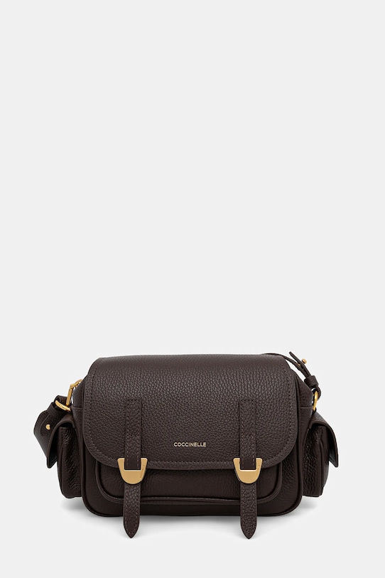 Coccinelle poșetă de piele COCCINELLECAMPUS uni maro RFF.15.02.01