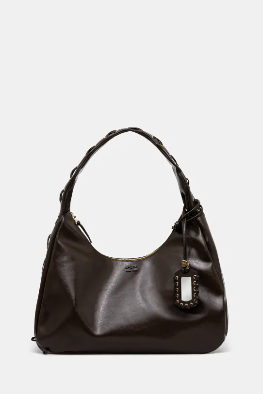 GANNI bag Hobo XXL Crinkle Oleatex strapless brown A6846
