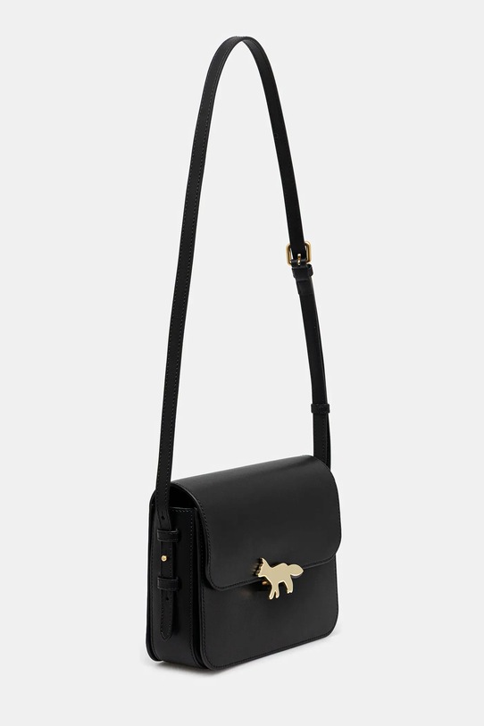 Maison Kitsuné torebka skórzana Edie Large OW05171LR0001 czarny AW25