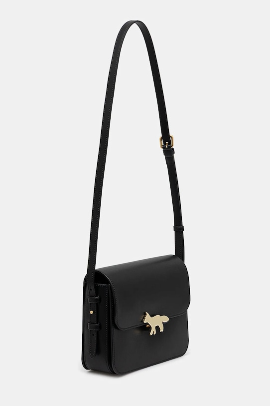 Maison Kitsuné leather handbag Edie Large OW05171LR0001 black AW25
