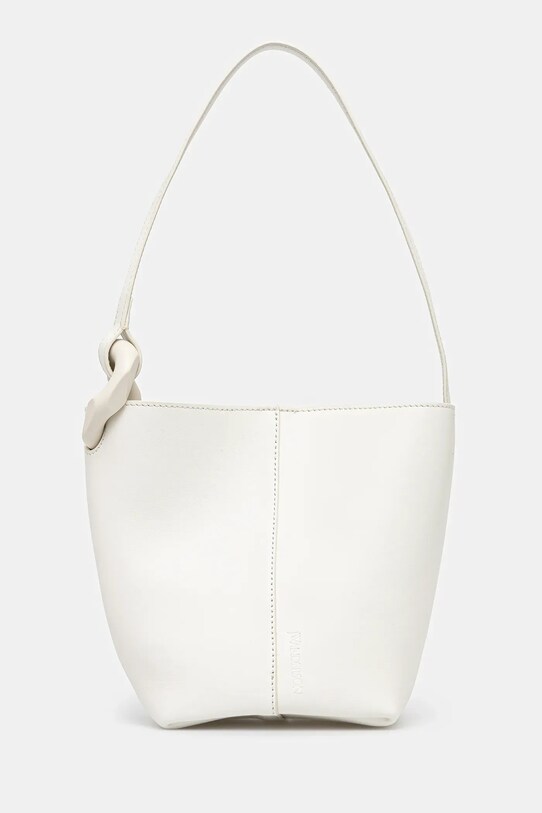 Kožená kabelka JW Anderson The Jwa Corner Small jednofarebný biela HB0706.LA0351