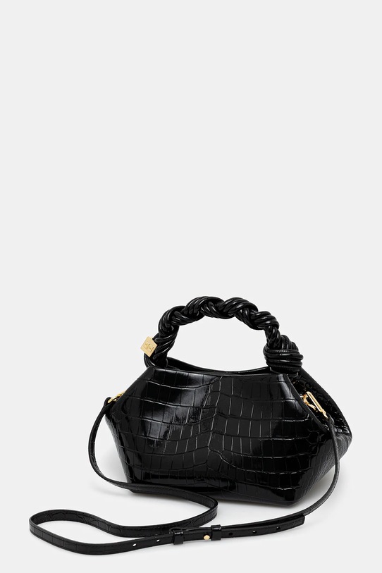 Akcesoria GANNI torebka Bou Bag Small Patent Croco A6083 czarny