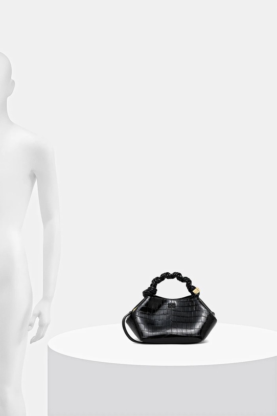 GANNI torebka Bou Bag Small Patent Croco A6083 czarny