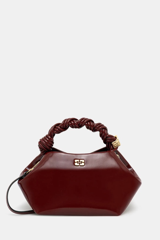 GANNI torebka Bou Bag Small Patent Oleatex syntetyczny bordowy A6499