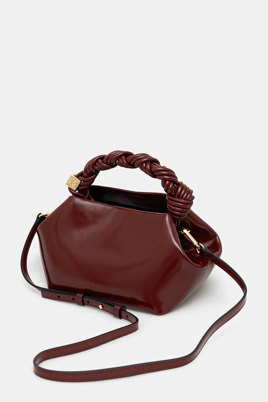 Akcesoria GANNI torebka Bou Bag Small Patent Oleatex A6499 bordowy