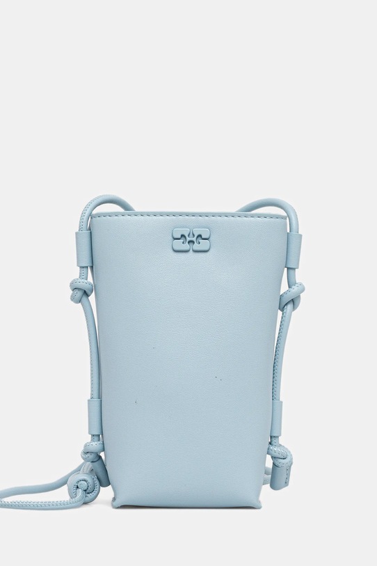 Чанта GANNI Bou Crossbody гладка кожа син A6388