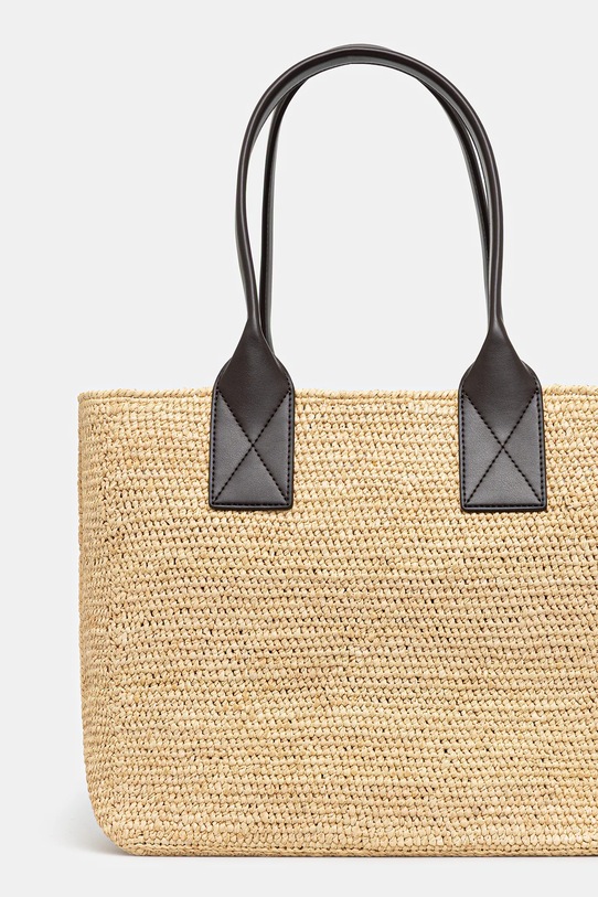 Akcesoria GANNI torebka Easy Shopper Medium Raffia A6823 brązowy