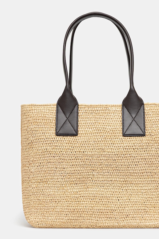 Αξεσουάρ Τσάντα GANNI Easy Shopper Medium Raffia A6823 καφέ