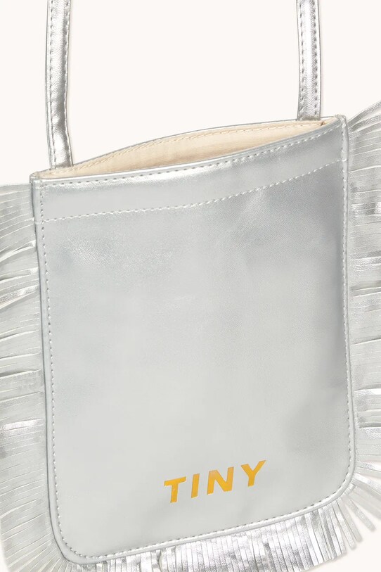 Tinycottons poseta fete FRINGES BAG argintiu SS25.387