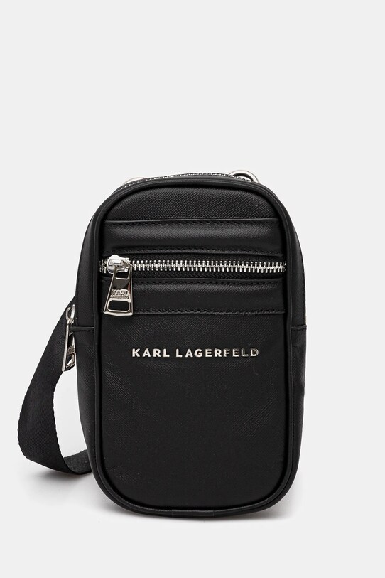 Δερμάτινο φακελάκι Karl Lagerfeld λείο δέρμα μαύρο 551455.815922
