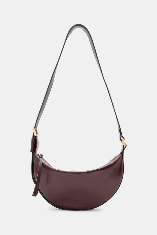 AllSaints poseta de piele HALF MOON uni burgundia W436XB