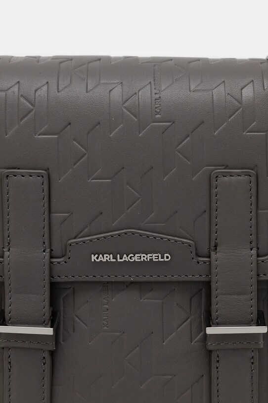Кожена чанта през рамо Karl Lagerfeld K/LOOM A1M30095 сив
