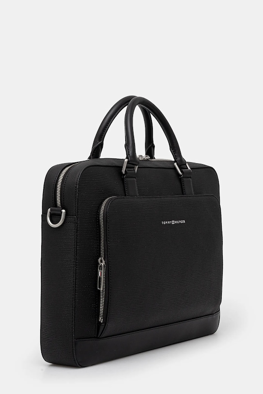 Kožená taška Tommy Hilfiger AM0AM13105 čierna SS25
