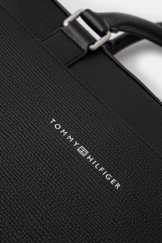 Kožená taška Tommy Hilfiger čierna AM0AM13105