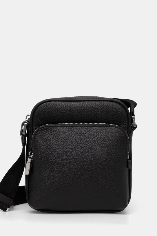 BOSS saszetka skórzana skóra licowa czarny 50536134