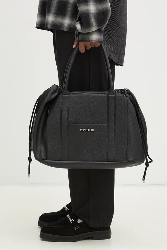 Represent borsa Leather Holdall semplice nero MLM81231.01