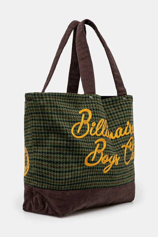 Billionaire Boys Club geantă Script Check Tote Bag B24483 verde SS25