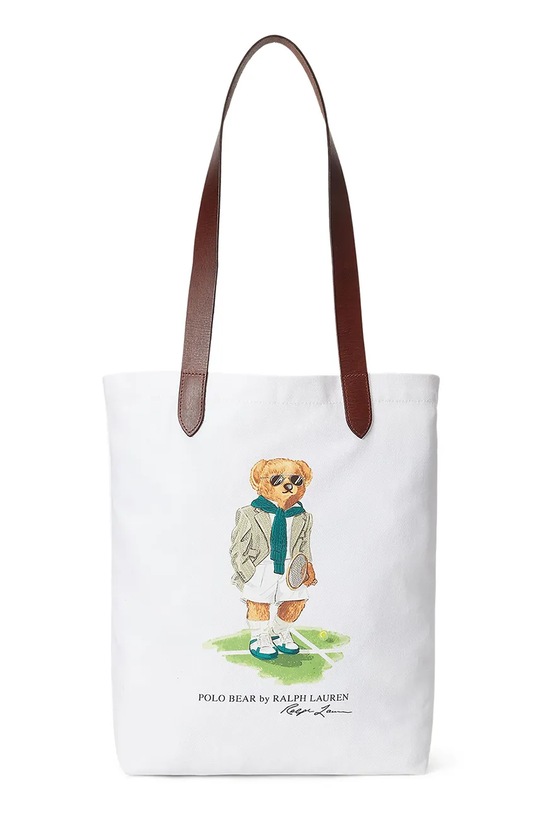 Polo Ralph Lauren borsa in cotone Wimbledon Collection sovrastampa bianco 405970414