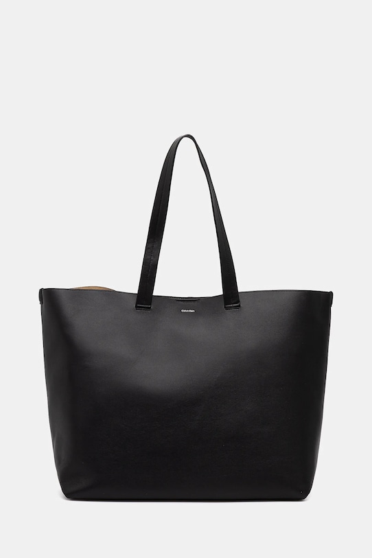 Кожена чанта Calvin Klein гладка кожа черен K50K512894