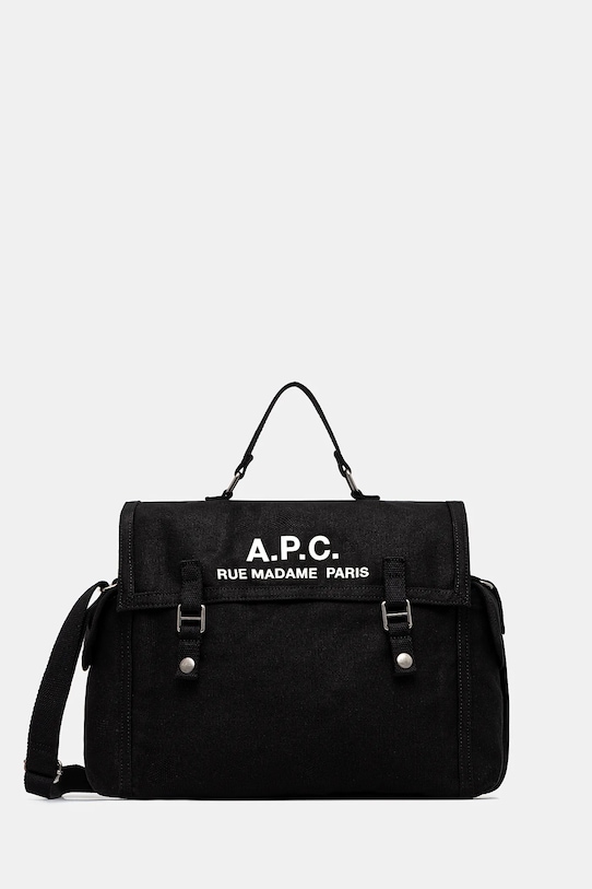 A.P.C. torba bawełniana Besace Recuperation mieści A4 czarny CODBM.H61930