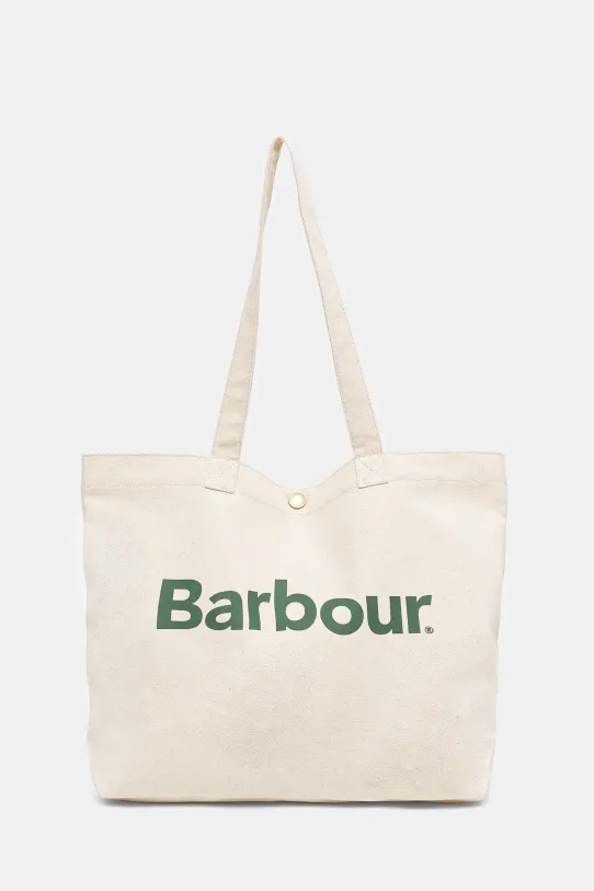 Barbour borsa in cotone Logo Tote Bag sovrastampa beige UBA0733