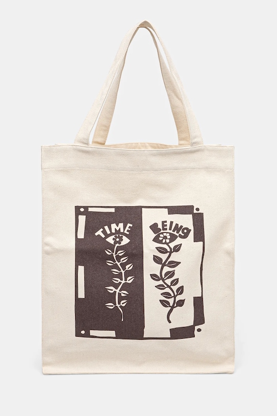 Samsoe Samsoe torba bawełniana SAHEART wzorzyste beżowy U25100022