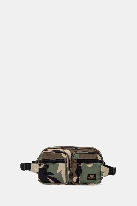 Ledvinka Alpha Industries Label Waist Bag hladký zelená 156943