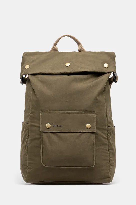 Barbour plecak bawełniany Barbour Transport Foldover Backpack Bag nie mieści A4 zielony UBA0746