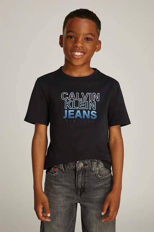 Calvin Klein Jeans t-shirt bawełniany dziecięcy 0 nadruk czarny IB0IB02362.PPYA