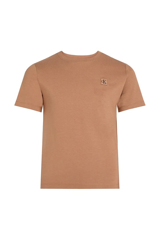 Детская хлопковая футболка Calvin Klein Jeans 0 IU0IU00543.128.176.PPYA коричневый SS25