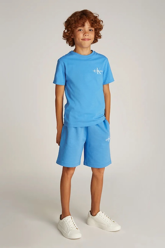 Calvin Klein Jeans t-shirt bawełniany dziecięcy 0 nadruk niebieski IU0IU00678.128.176.PPYA