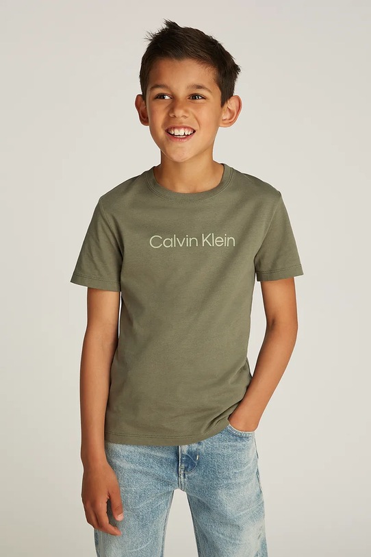 Calvin Klein Jeans gyerek pamut póló pamut zöld IU0IU00682.128.176.PPYA