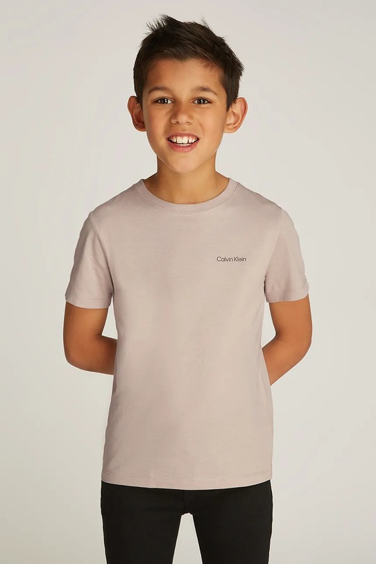 Dječja pamučna majica kratkih rukava Calvin Klein Jeans 0 pamuk siva IU0IU00683.128.176.PPYA