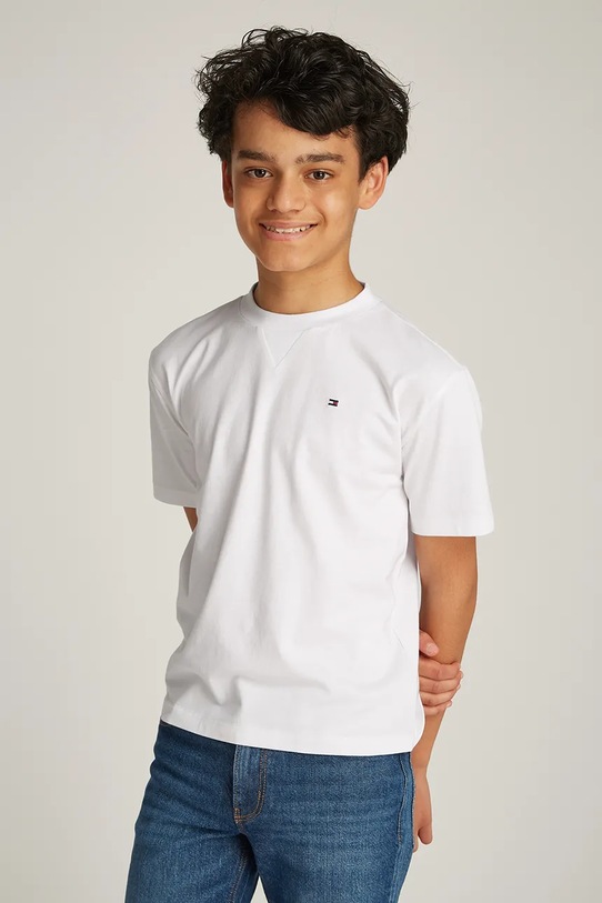 Detské bavlnené tričko Tommy Hilfiger bavlna biela KB0KB09601.74.122.PPYA